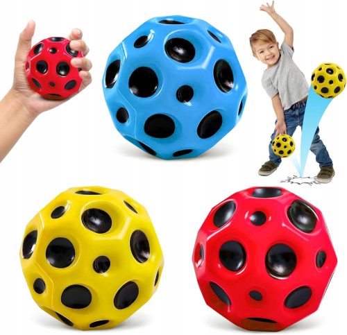 Springball für Kinder für den Garten 7 cm – Mondball aus Gummi, 3 Stück