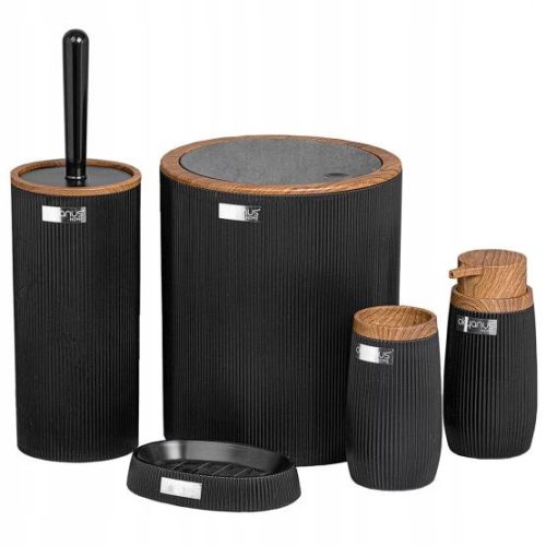 Badezimmerzubehör-Sets Cai 5-teiliges Badaccessoires-Set, schwarz