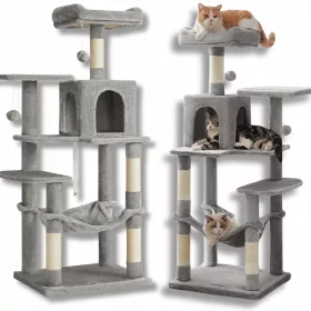    GROSSER CAT SCRATCRATOR XL 6 EBENEN LED-TURM-PFOSTENHAUS 143 cm