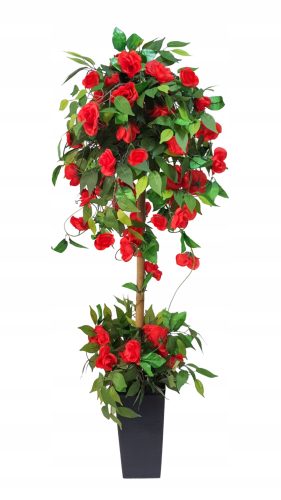 Künstliche Blumen und Früchte Künstlicher Rosenbaum, Strauchrosen auf einem Stamm, Rosenblüten, 150 cm