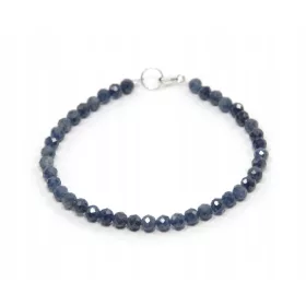    Armband mit natürlichen Saphiren, facettierten Kugeln, 4 mm Silber