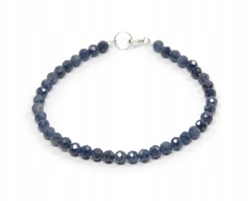  Armband mit natürlichen Saphiren, facettierten Kugeln, 4 mm Silber