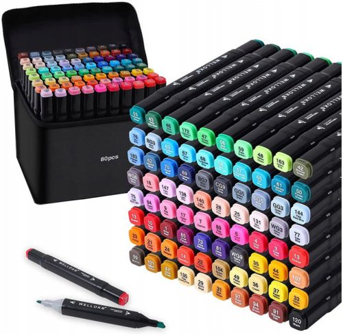  ALKOHOLMARKER 80 Stück Marker Marker Doppelseitige Marker Pro + TASCHE