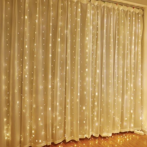  LED-VORHANG-Dekoration (200 LED-LICHTER) 3M x 2M WARMWEISS / WARMWEISS