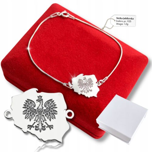  Silbernes Patriotisches Polen-Armband Adler an einer Kette 925