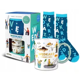  Geschenkset aus Tasse und Socken für einen Fischer