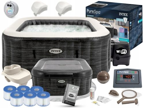 Whirlpool, Garten-Whirlpool Intex 795 l starrer quadratischer Hydromassage-Pool + 9 weitere Produkte