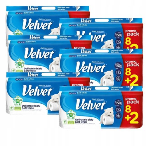 Klopapier Samt-Toilettenpapier ohne Duft, 10 Stück.