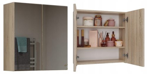 HÄNGENDER BADEZIMMERSCHRANK MIT SPIEGEL ÜBER DEM WASCHBECKEN POLA 2DL SONOMA EICHE