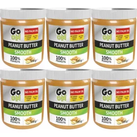   GO ON Smooth Erdnussbutter 500g, 6er Pack - Ohne Zusatzstoffe