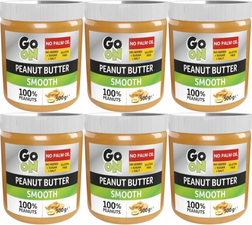 GO ON Smooth Erdnussbutter 500g, 6er Pack - Ohne Zusatzstoffe