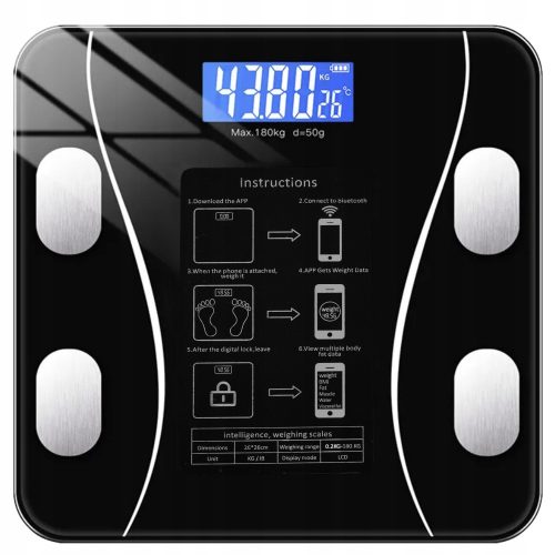  Ruhhy Personenwaage, analytische Personenwaage, 180 kg, Bluetooth BT
