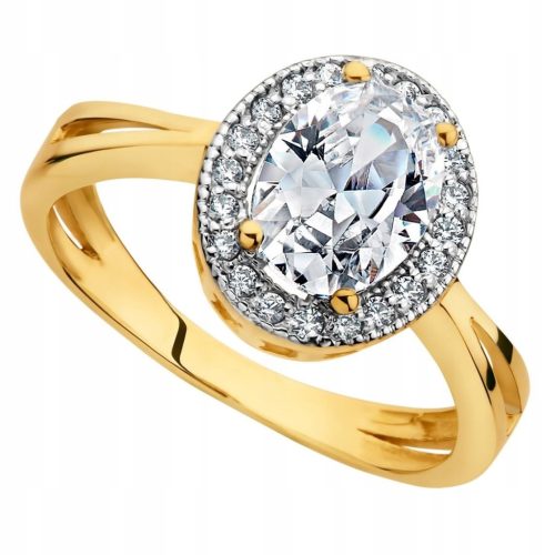  PR.585 GOLDRING A LA PRINCESS KATE MIT GLÄNZENDEM ZIRKONIA, GRÖSSEN 10-23