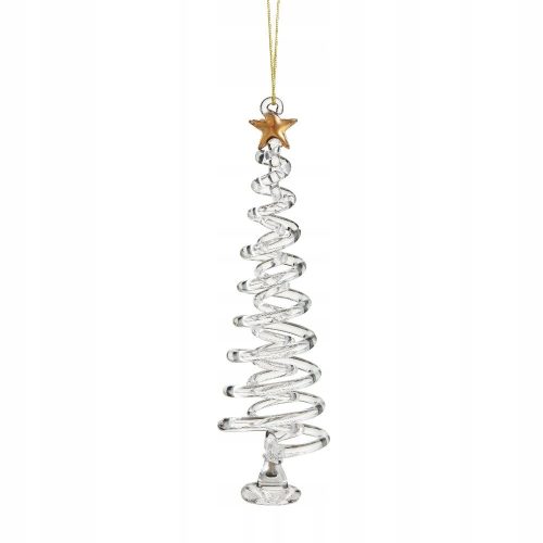  Anhänger WEIHNACHTSBAUM aus Glas mit goldenem Stern, 14 cm, VILLA ITALIA