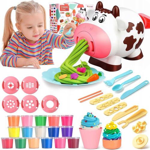  Spielknete-Set, Kunststoffmasse, Nudelpresse, Formen, Fudge-Eiscreme