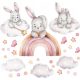  WANDAUFKLEBER KANINCHEN REGENBOGEN 50x100cm MC20