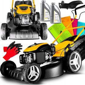    Stiga Benzin-Rasenmäher mit Korb, 166 cm³ Fassungsvermögen. 60 l Korb + 3 weitere Produkte