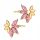  GOLD-OHRRINGE pr. 585 Marquise-Blume mit rosa Zirkonen, 14-karätiger Stab