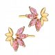 GOLD-OHRRINGE pr. 585 Marquise-Blume mit rosa Zirkonen, 14-karätiger Stab