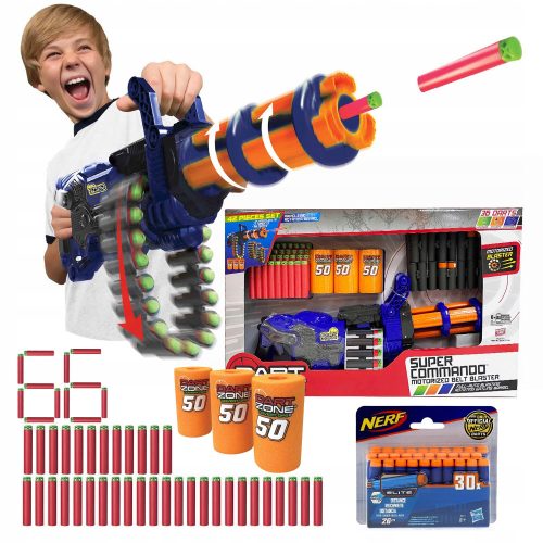  BATTERIEBETRIEBENE MINIGUN DART ZONE SCORPION GUN 36 ARTS 2 MAGAZINES 3 TA + Hasbro Nerf N-Strike Elite Darts 30 Stk