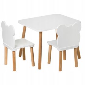  KINDERMÖBEL-SET, TISCH 50x60 UND ZWEI BÄRENSTÜHLE