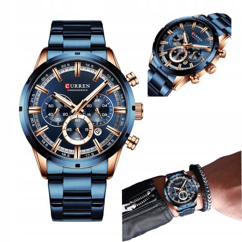  Curren Herrenuhr, Stahl, Chronograph, Neobrite-Datum