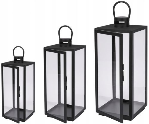 LATERNEN, LAMPEN, GARTENKERZENSTÄNDER, GRANES, 3ER-SET, MATTSCHWARZ