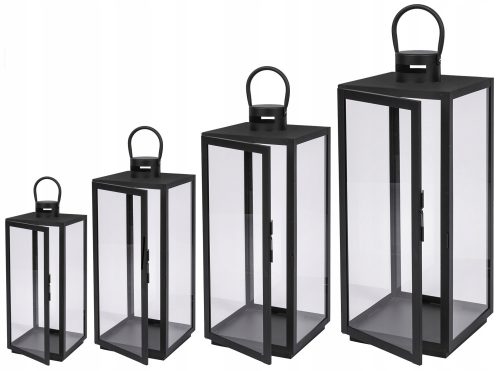 LATERNEN, LAMPEN, GARTENKERZENSTÄNDER, KÖRNCHEN, 4ER-SET, MATTSCHWARZ
