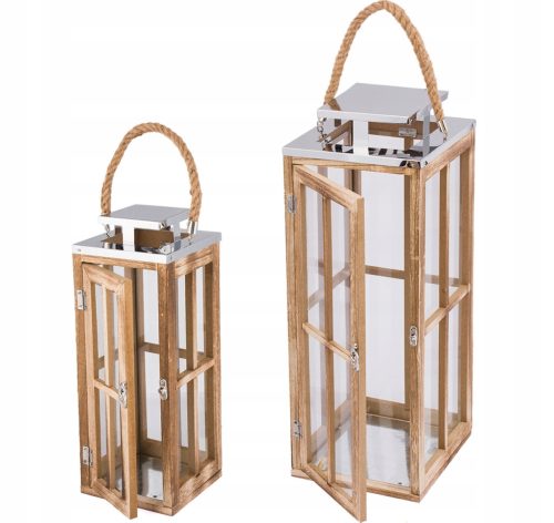  LATERNEN, LAMPEN, GARTENKERZENSTÄNDER, HOLZKERZEN-SET, 3-tlg.