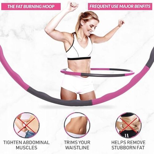  Sport24 Gewichteter Hula-Hoop-Reifen für Fitnessübungen, 72–95 cm, straffend