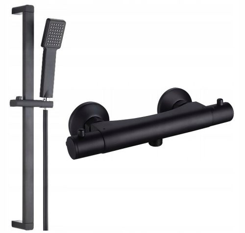 Aveeo Borg Aufputz-Duschset + Reihe TERMO 01-BL schwarze Duscharmatur