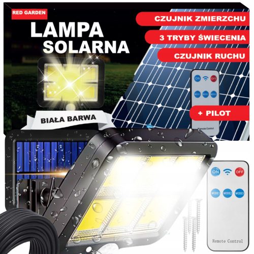 Rote Gartenstraßenlaterne 120 W 6000 lm solarbetrieben
