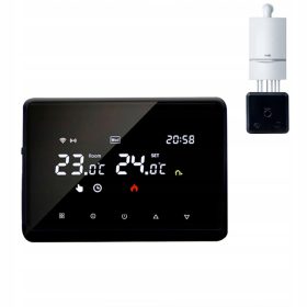    RF-Thermostat, kabelloser RF-LCD-Temperaturregler für Heizkessel, schwarz