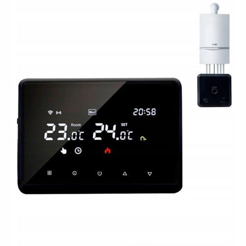  RF-Thermostat, kabelloser RF-LCD-Temperaturregler für Heizkessel, schwarz