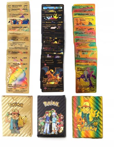  POKEMON-KARTEN 3in1 165 Stück GOLD SCHWARZ REGENBOGEN