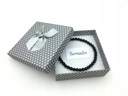  Natürliches Turmalin-Kautschukarmband in einer Box mit 4 mm Kugeln als Geschenk