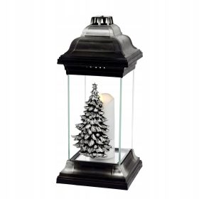    Weihnachtskerze in Form einer Kapelle mit Weihnachtsbaummotiv LS2 CH silber