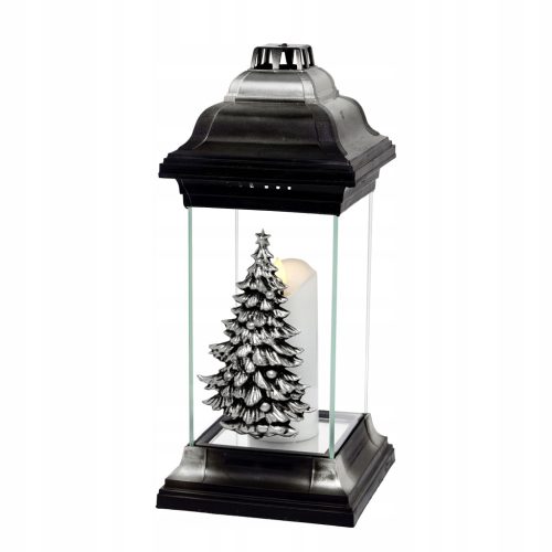  Weihnachtskerze in Form einer Kapelle mit Weihnachtsbaummotiv LS2 CH silber