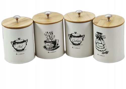 Lebensmittelbehälter BEHÄLTER-SET 4-tlg. Kaffee-Tee-Zucker-Salz-SET AUS WEIßEN BEHÄLTERN