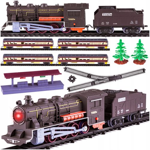  ZUG ELEKTRISCHER ZUG für Kinder Dampflokomotive 5 Wagen Bahnhofsgleise 325 cm
