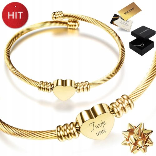  DAMENARMBAND AUS 585er GOLD MIT HERZ UND NAMEN EINGRAVURIERT ALS GESCHENK FÜR IHRE FRAU