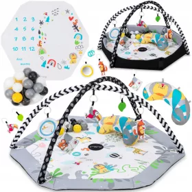    MoMi BESTO BILDUNGSMATTE FÜR BABYS 3in1 – Spielzeug, Schwimmbad, Fotomatte