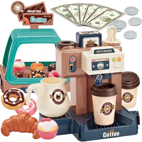  Spielzeugkaffeemaschine mit Sound für Wasser, Süßwaren, Café-Set