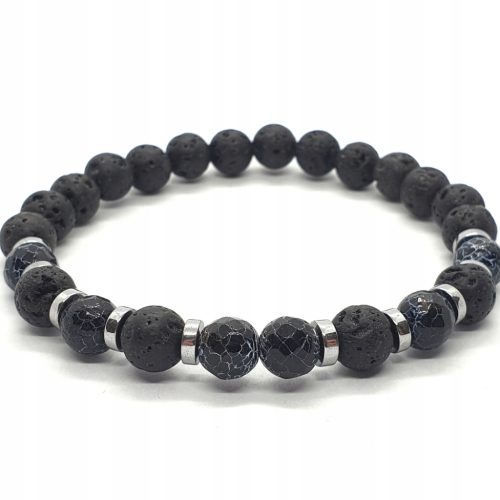  Herrenarmband Natursteine Vulkan Lava Achat Drache Hämatit