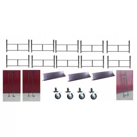   Warschauer Gerüst – 10 Teile + 4 große Räder + 3 Oberteile + Querstangen + Handläufe + Leiter