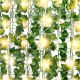 Künstliche Blumen und Früchte 12x LED künstlicher Efeu für Balkonwand 25M