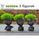 Dekoratives Moos Blumentopf-Figur, Kopf aus Beton, Gesicht schwarz mit Moosrascheln, als Geschenk