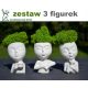 Dekoratives Moos Blumentopf-Figur, Kopf aus Beton, Gesicht weiß, mit Moos raschelt, als Geschenk