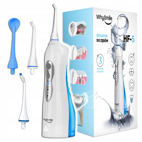  LEISTUNGSSTARKER WhySmile Dental Irrigator KABELLOS 3 Modi 4 Düsen