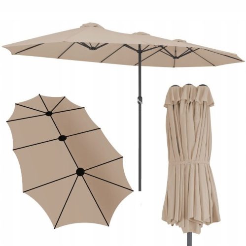 Sonnenschirm für Terrasse und Garten - Klassischer Regenschirm Q Taupe 460 x 240 cm